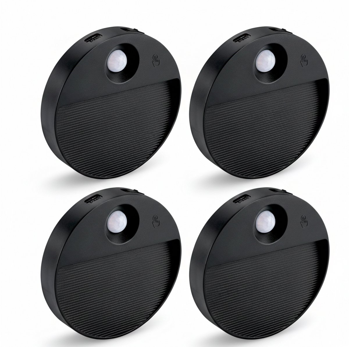 LUIS - Oplaadbaar wandlamp op accu draadloos - USB C - met bewegingssensor - CCT Aanpasbare licht kleuren - trapverlichting - Zwart - GESCHIKT VOOR BINNEN - set van 4 stuks