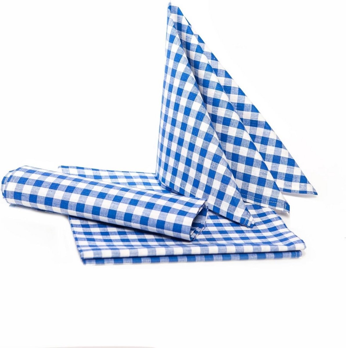 Servetten Katoen Blauw-Wit Geruit 30x30 cm Landelijke Stijl 6 Stuks