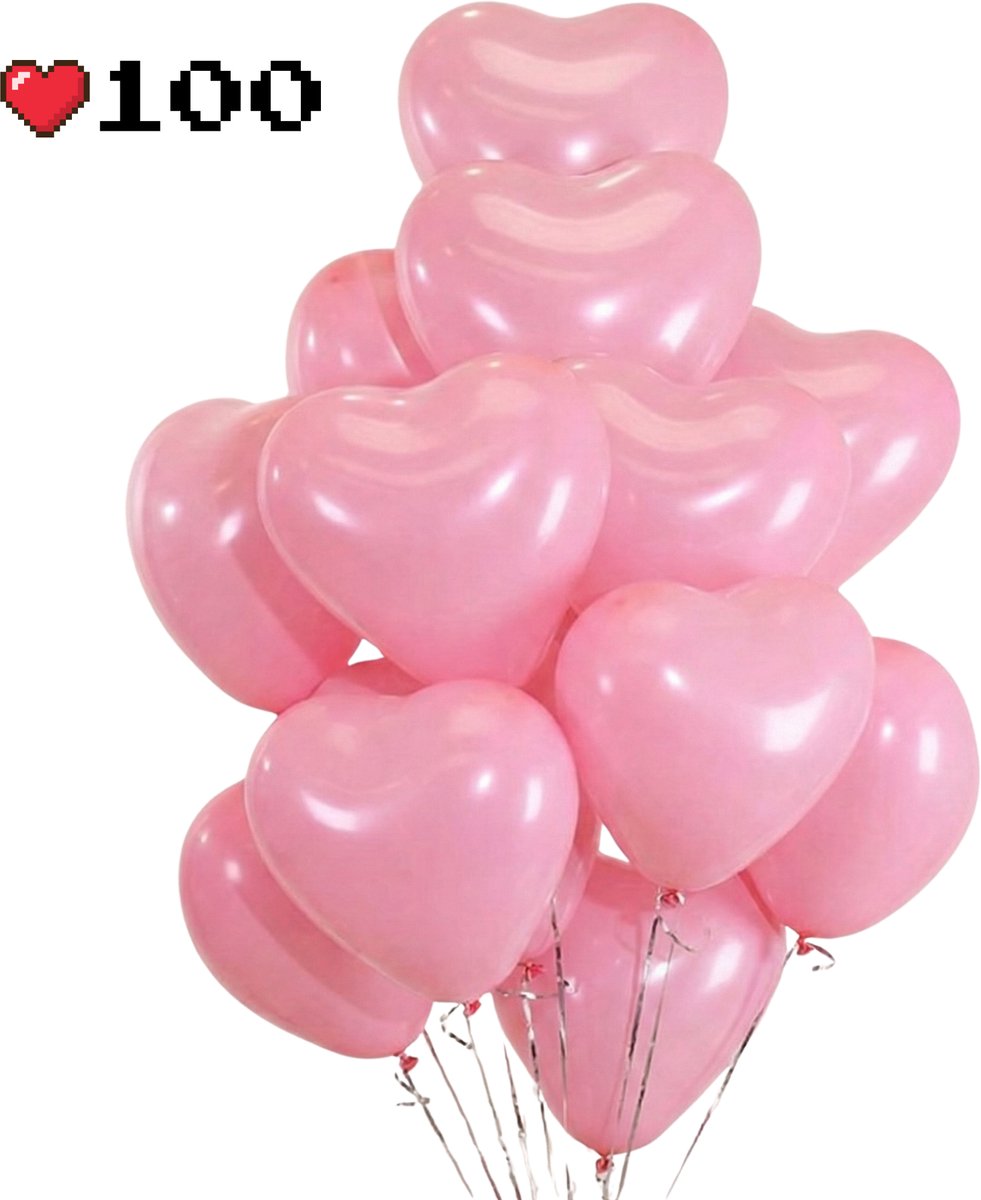 Ainy Hartjes Ballonnen roze 100 stuks 20 cm - ideaal voor feest decoratie zoals valentijnsdag, bruiloft versiering (excl. slinger ), huwelijksaanzoek, anniversary en valentijnsdag - party feestartikelen - liefde - jubileum - cadeau voor vrouwen