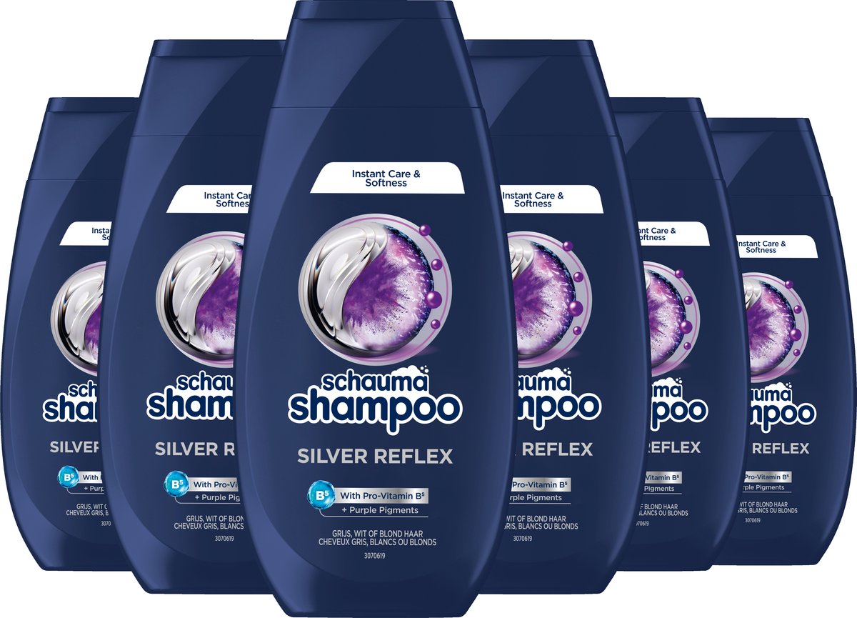 Schauma Shampoo Silver Reflex - Anti-Geel Effect - Neutraliseert en Voedt - Paarse Pigmenten - Voor Blond, Grijs & Wit Haar - Voordeelverpakking - 6x 250ml