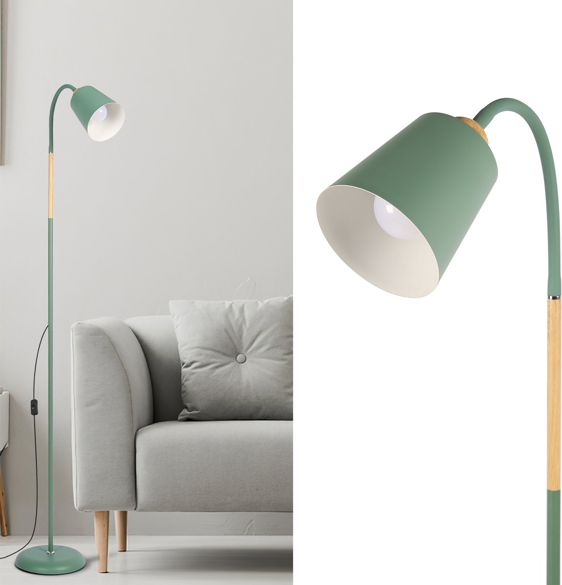 Amdelne Industriële Lampenkap Groen - Vloerlamp - fitting E27 MAX60W - excl. lichtbronnen