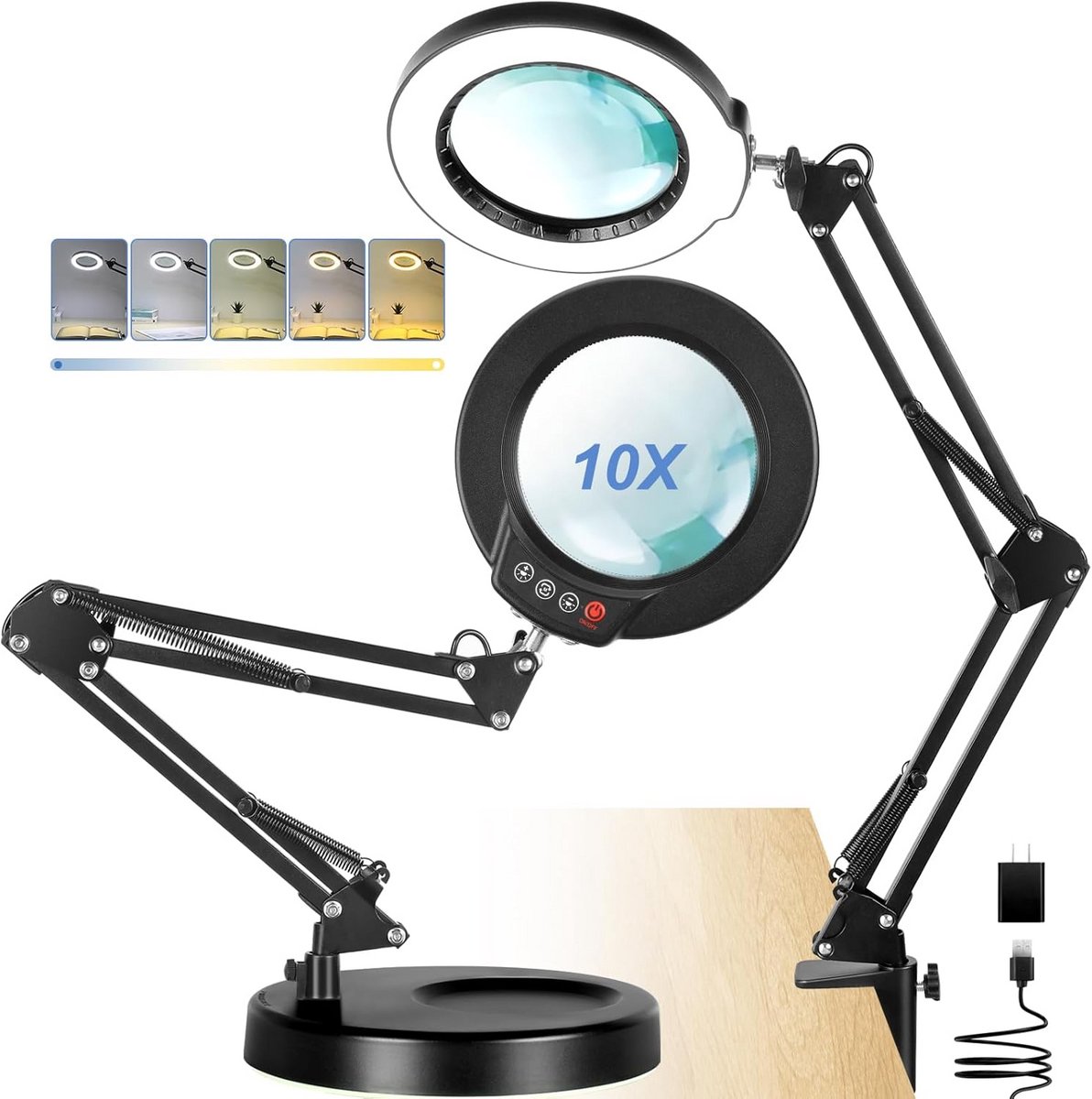 Vergrootglas met Verlichting en Standaard voor Exact Werk