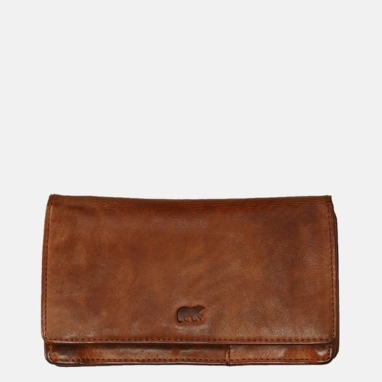 Bear Design Emma Portemonnee Dames - Ritsportemonnee - RIFD - Leer - Cognac