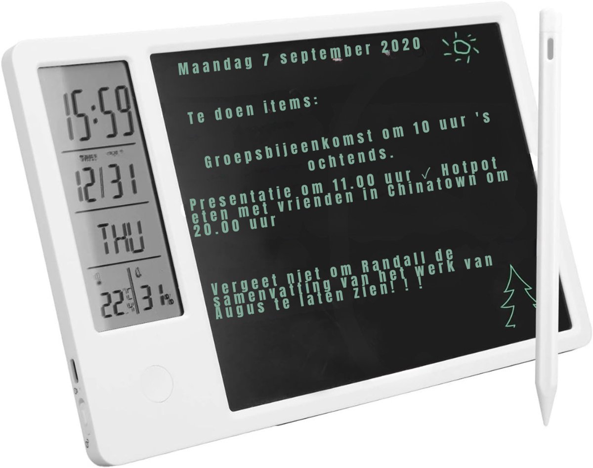 REN® Digitaal Notitieblok - Paper Tablet - Digitaal Notitieblok Remarkable- Type-C oplaadbaar - met alarmfunctie - Wit - 11cm x 15cm x 1cm