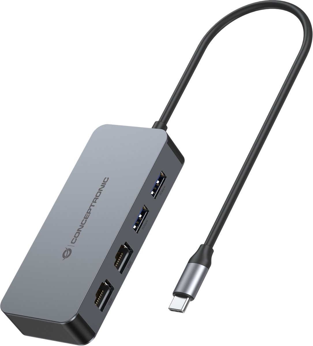 Conceptronic ABBY24G laptop dock & poortreplicator Bedraad USB 3.2 Gen 1 (3.1 Gen 1) Type-C Grijs