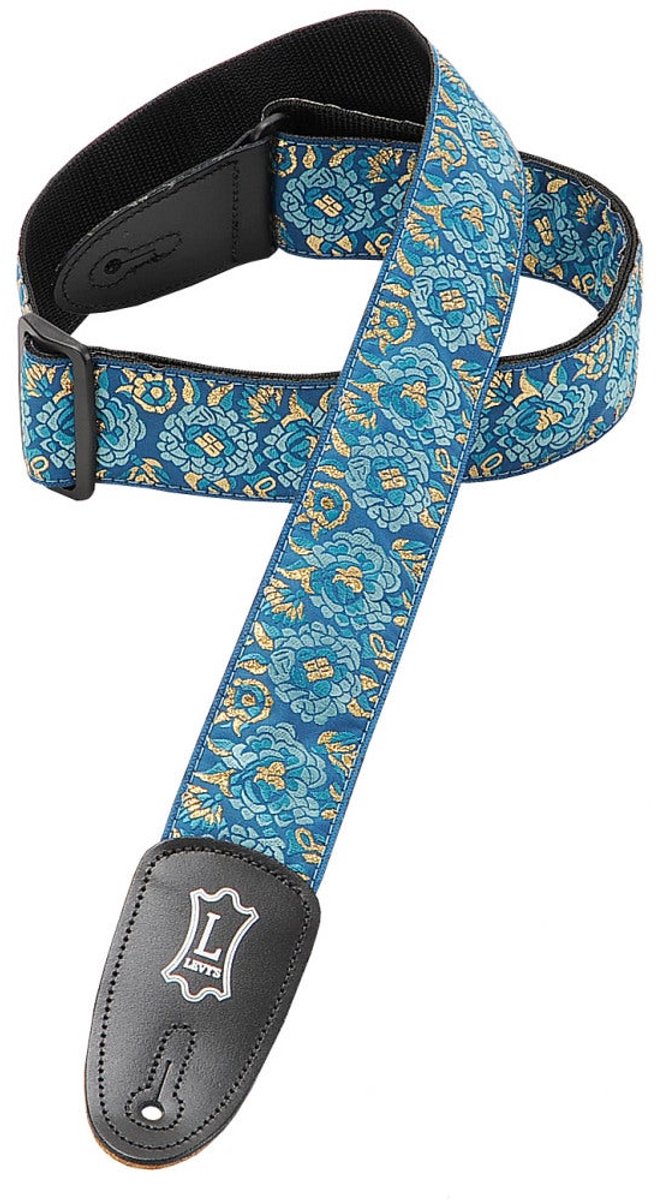 Levys Leathers M8AS-BLU geweven gitaarband met print - blauw