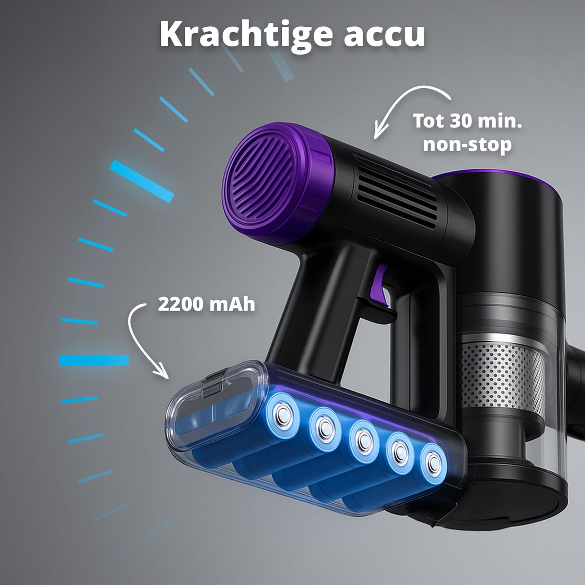 FlinQ V8 Draadloze Steelstofzuiger met Dweilfunctie - afbeelding 3