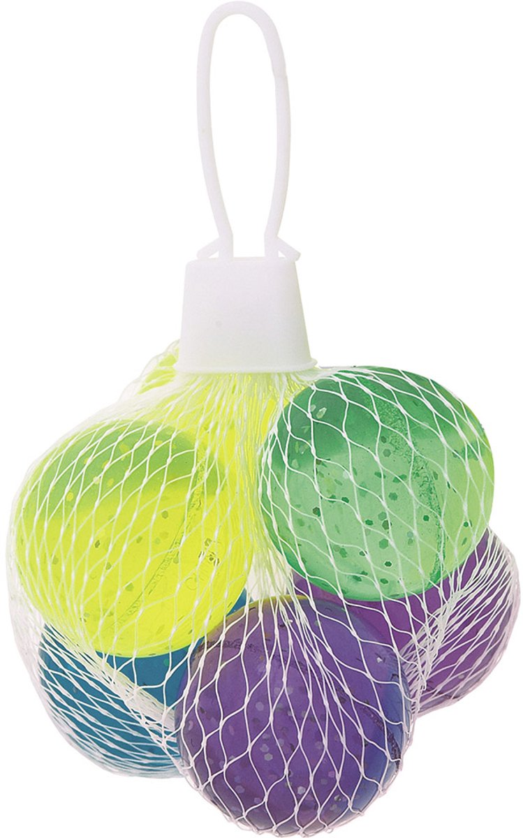 UNIQUE - 6 meerkleurige glitter stuiterballen 3 cm