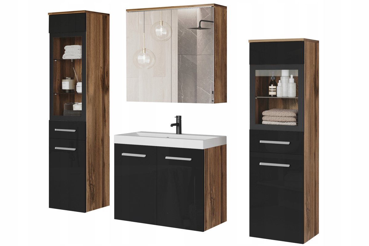 ModernHome Nova - Badkamermeubelset - Hangend design - Mat corpus - Hoogglans fronten