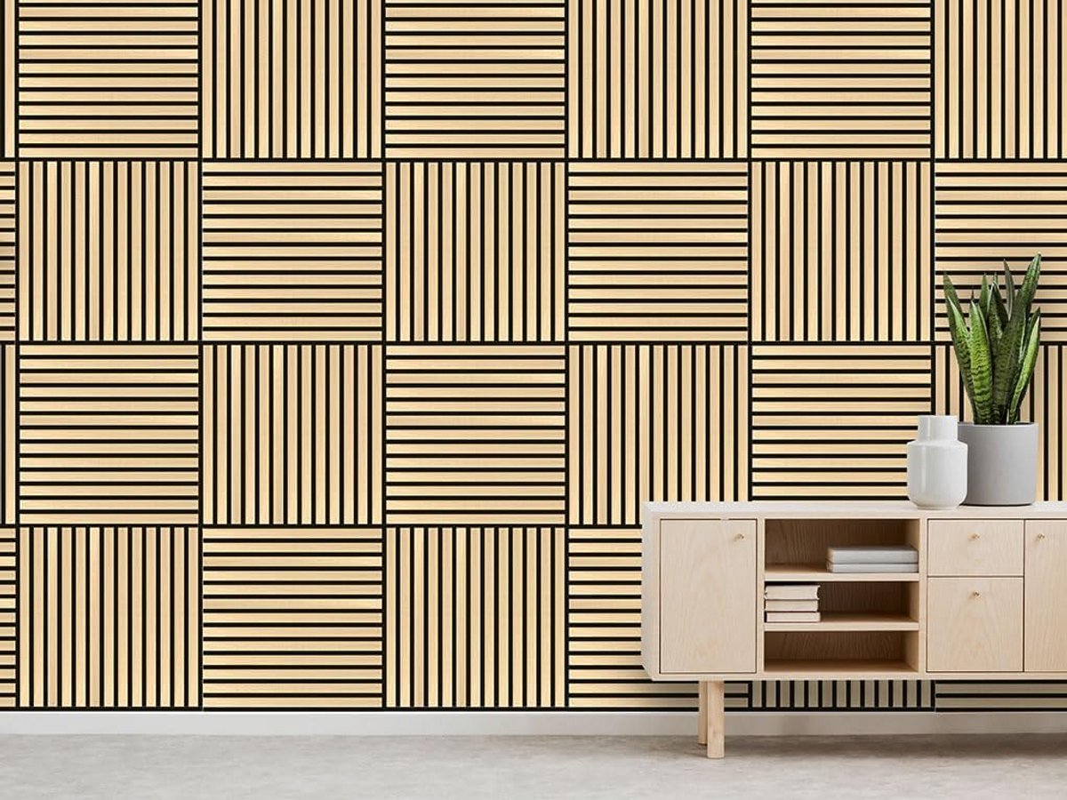 Modulair Wandpaneel Vurenhout Fineer Vierkant 52x52 cm Akoestiek