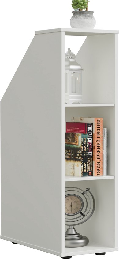 GIANTEX Boekenkast 4 Vakken - Smalle Opbergkast 50x17,5x55cm Voor Kleine Ruimtes (Wit)