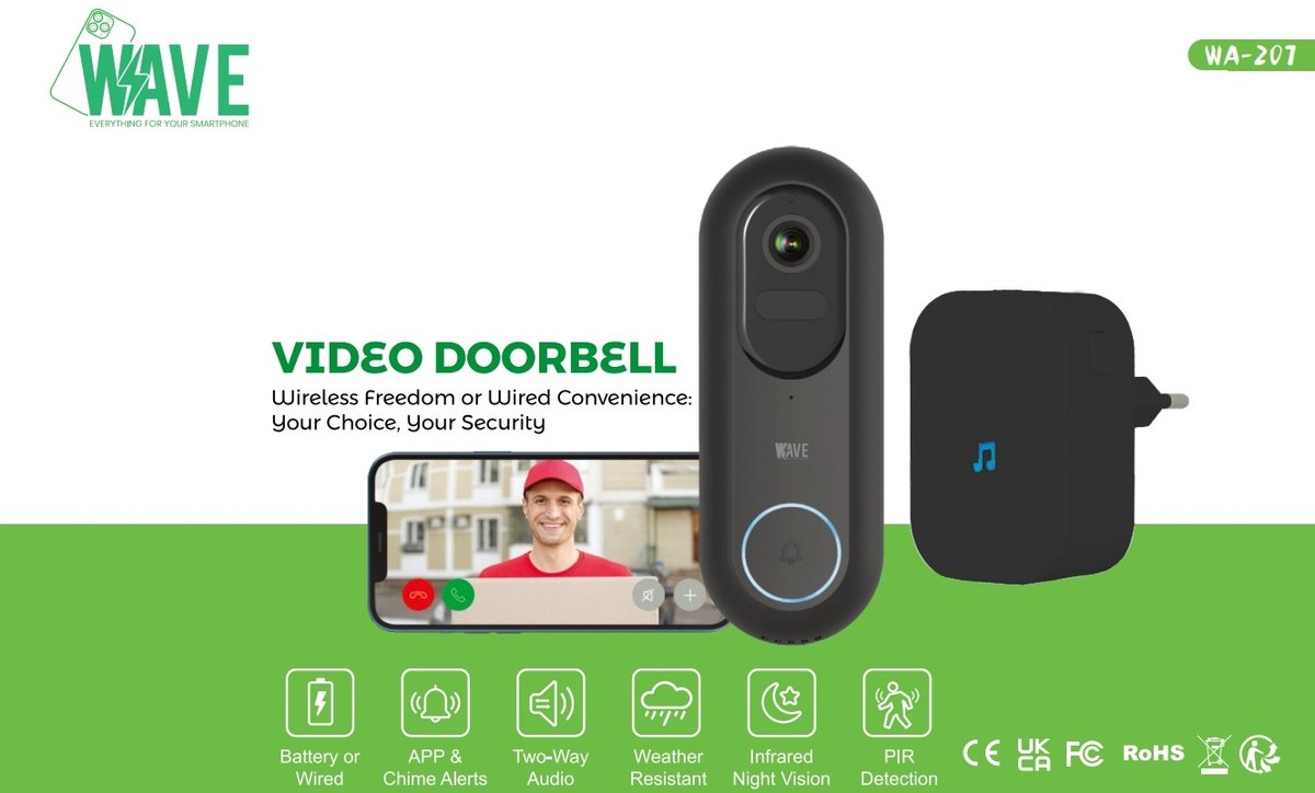 Video Deurbel - Deurbel - Deurbellen met Camera - Draadloos - Met App - Video Deurbel met Camera - Zwart