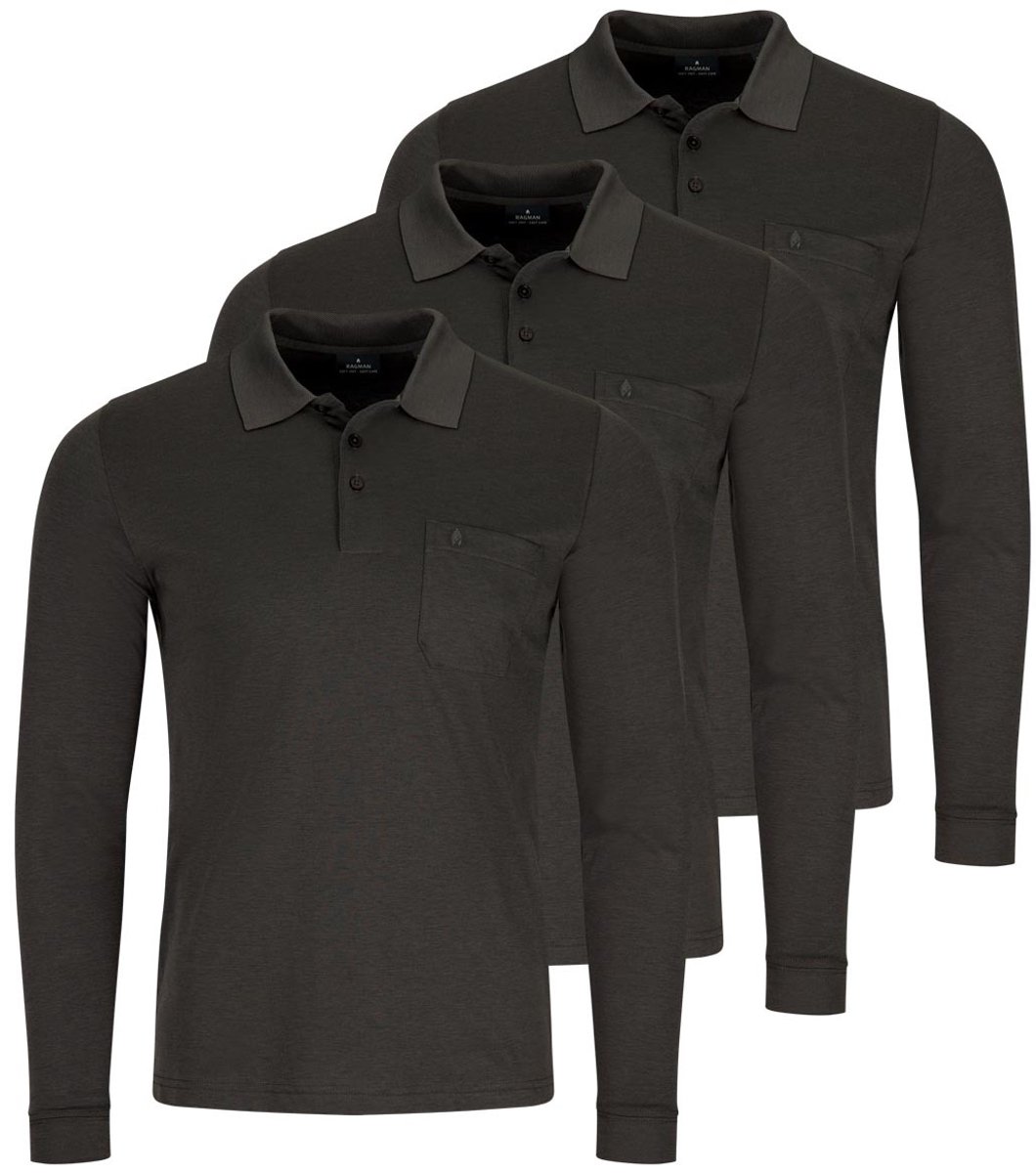 RAGMAN Heren poloshirt 3 pack Basic