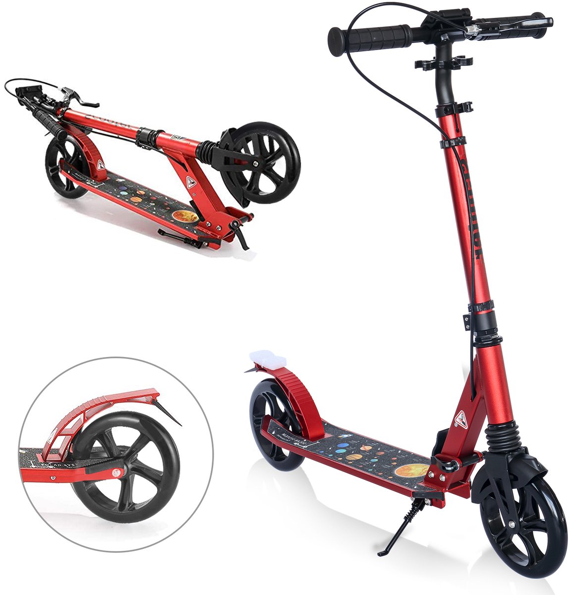 Step van Aluminium-Hoogte verstelbaar-Kinderstep voor Volwassenen en Kinderen- Scooter-Draagvermogen 100 kg-Rood