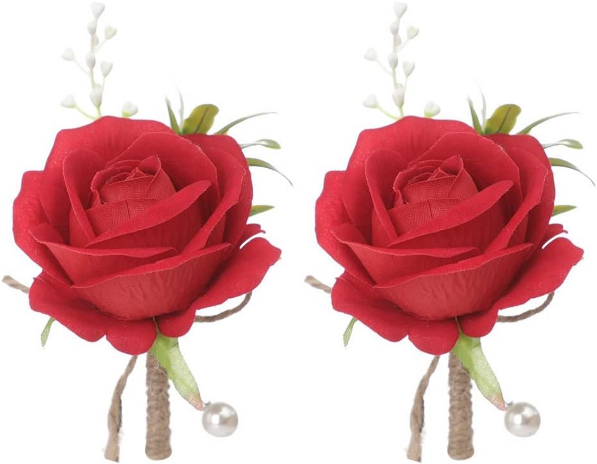 2 Stuks Kunstbloemen Corsage Bruidsboeket Broche Rozen Decoratie voor Bruiloft en Gala Roze
