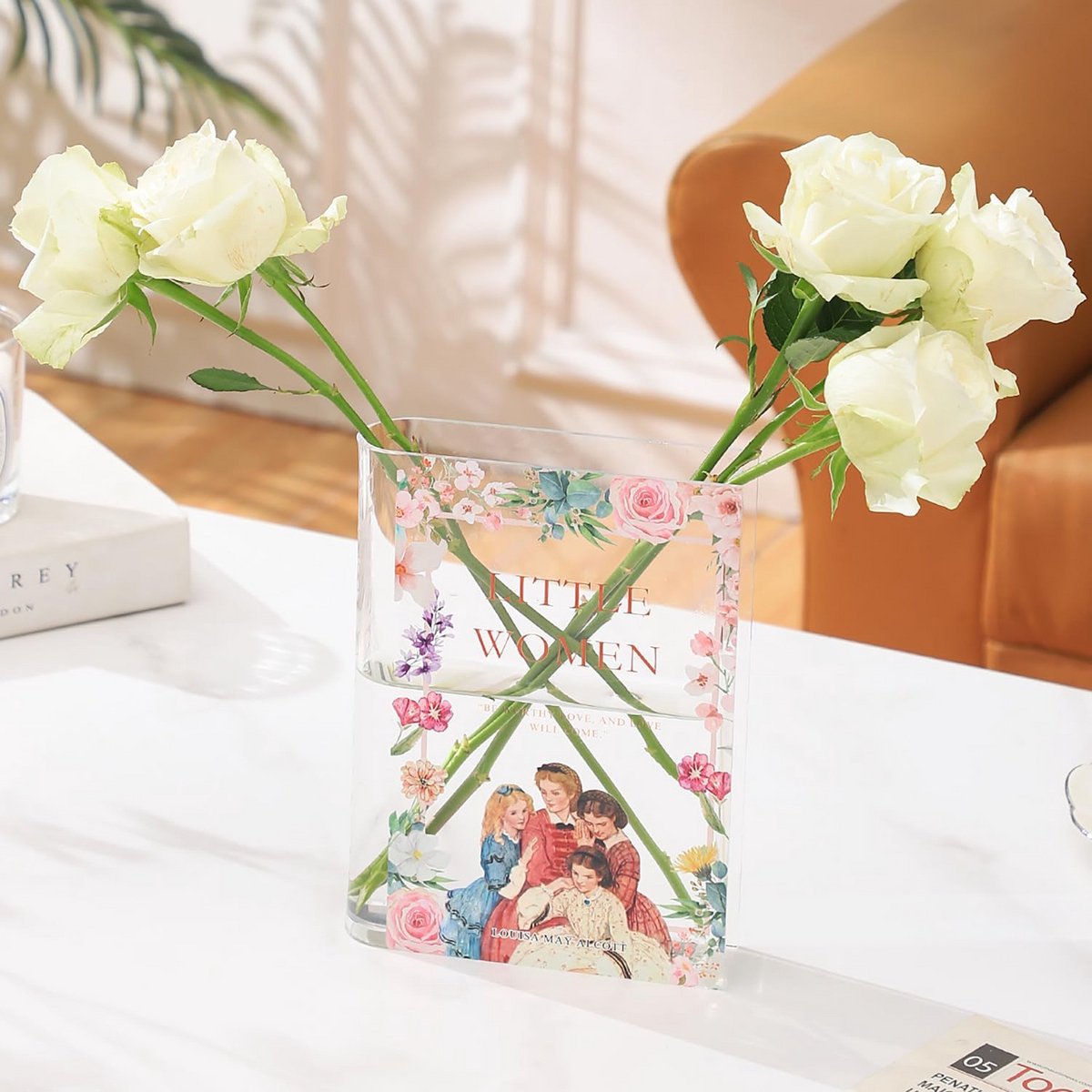 Unieke Acryl Bloemenvaas in Boekvorm voor Decoratie