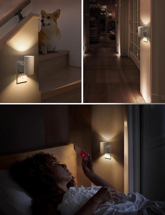 Nachtlamp - Lichtsensor voor Energiebesparing - Zacht Warm Wit Licht (3000K) - Eenvoudig in Stopcontact - Set van 2 - Voor Elke Kamer van Lumisky — afbeelding 3