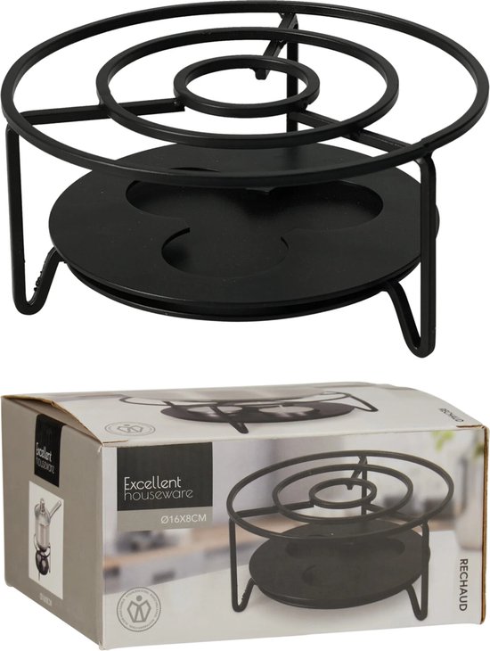 Theewarmer Metaal Zwart - Theepot Warmer - Warmhoudschaal - Theelichthouder - Warmhouder - Thee Warmhoudplaat — afbeelding 3