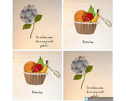 4 Luxe Wenskaarten Paperclip Paperwork Beterschap Sterkte - Kaart - Beterschapskaart - Wenskaart Set - 2 Motieven - Greeting Card - Grusskarte - Carte De Vœux - Dubbele Kaart - Rechthoek - Met Envelop - 15x12cm - Gratis Verzonden