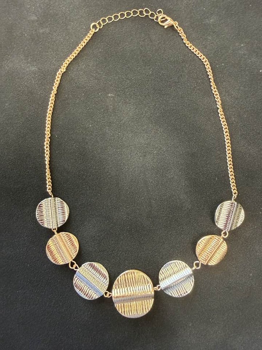 My Sweet Romance® - dames ketting - zilveren en gouden ronde schakels - lengte ketting 40 cm (plus 5 cm)