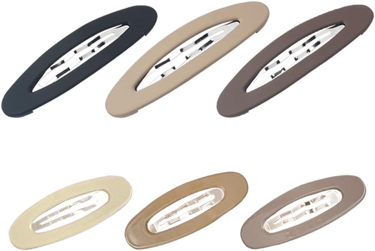 Set van 6 Grote Metalen Snap Haarclips - Antislip Matte Haarspeldjes