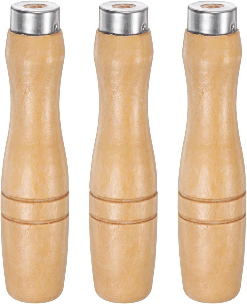 Vijlgrepen Hout - 3 Stuks Ergonomische Handvatten voor Metaal- en Houtvijlen