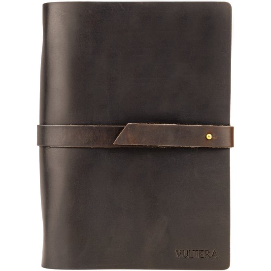 Vultera MARCO- Notitieboek - A5 - Leer - Gelinieerd - Hervulbaar - Dark Coffee