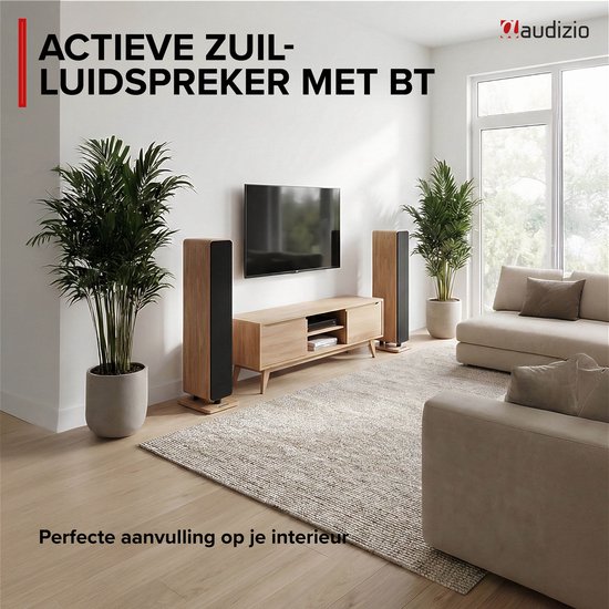 Audizio Arco HiFi speaker - Vloerstaande speaker - Tower speaker met 4 inch woofers - 160W - Houtlook — afbeelding 2