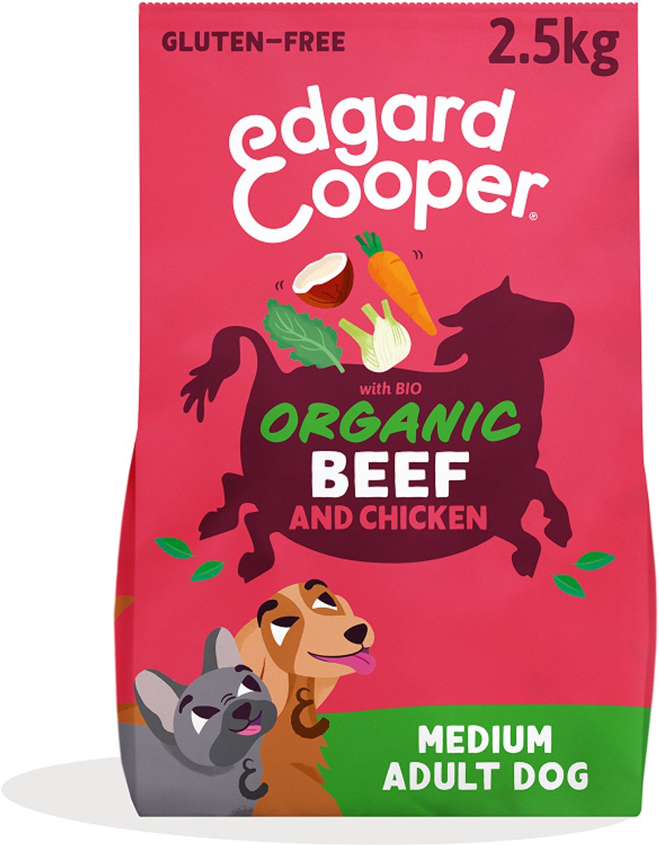 Edgard & Cooper Bio Organic Beef Adult Rund&Kip&Rode Biet - Hondenvoer - 2.5 kg Biologisch