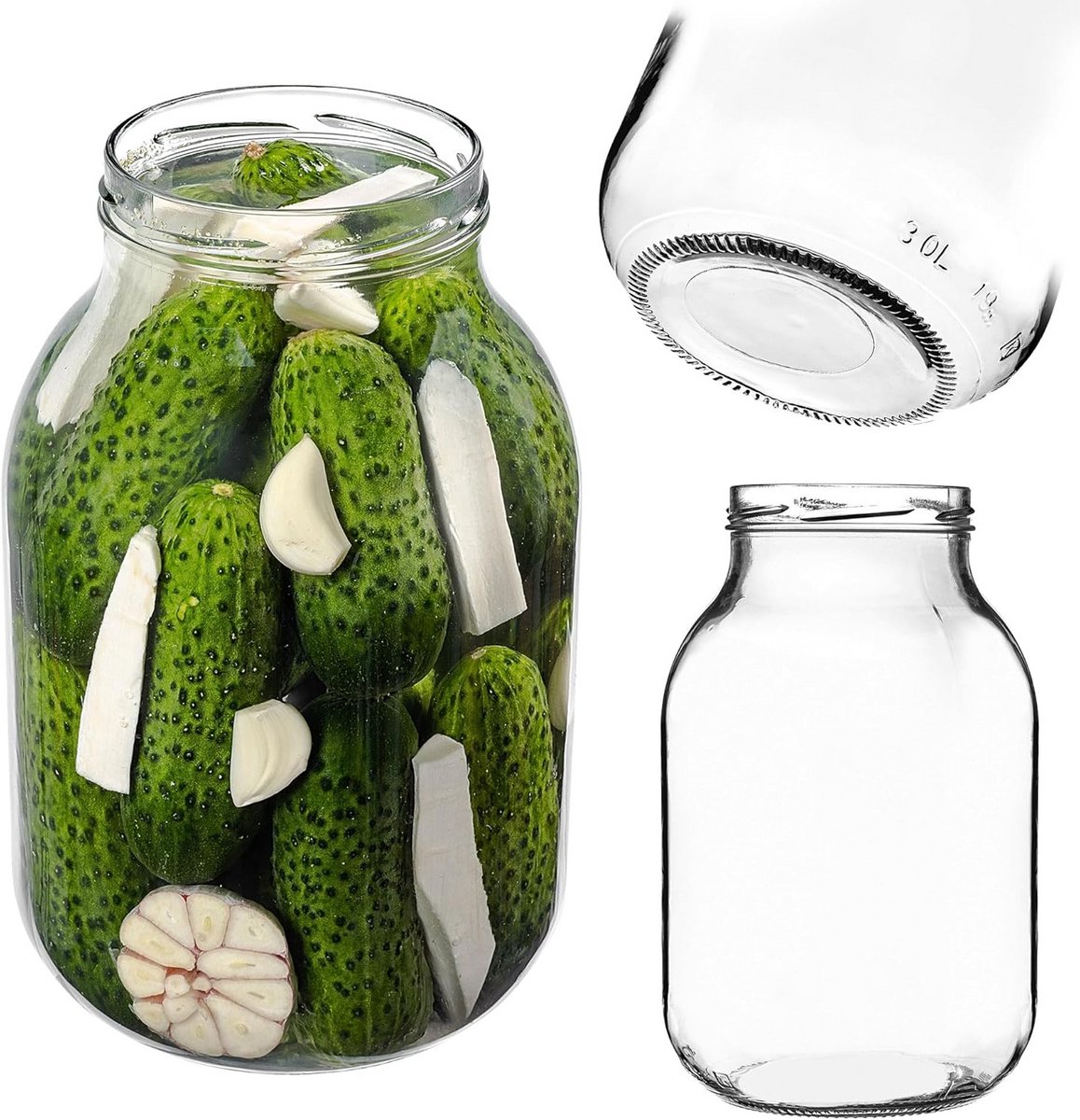 Grote Fermentatiepot voor Zuurkool en Kombucha - 3 Liter Inmaakpot