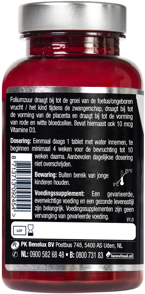 Lucovitaal Foliumzuur + Vitamine D3 120 tabletten — afbeelding 3