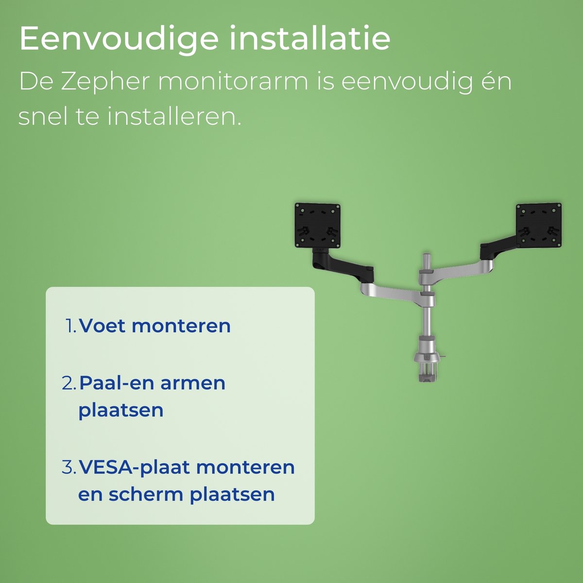 R-Go Zepher Dubbele Monitorarm: Ergonomisch en Verstelbaar thumbnail 3