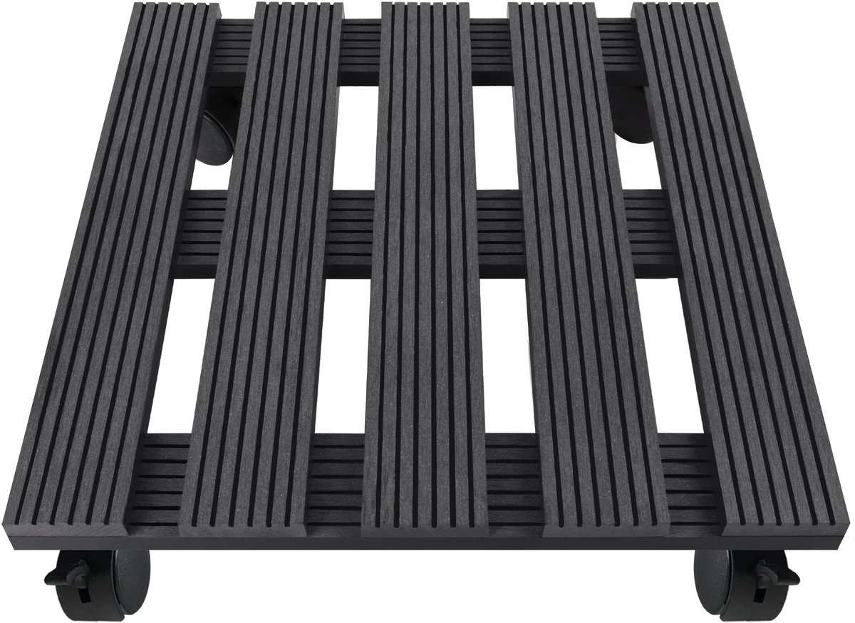 Aufun WPC plantenroller - Vierkant - Antraciet - Draagvermogen 100 kg - Met 2 remmen - Voor binnen en buiten