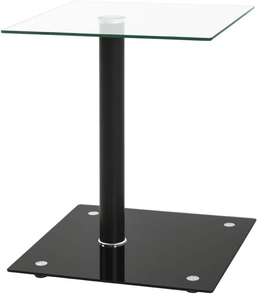 Ronde Bijzettafel Zwart Metaal met Glas - Modern Design