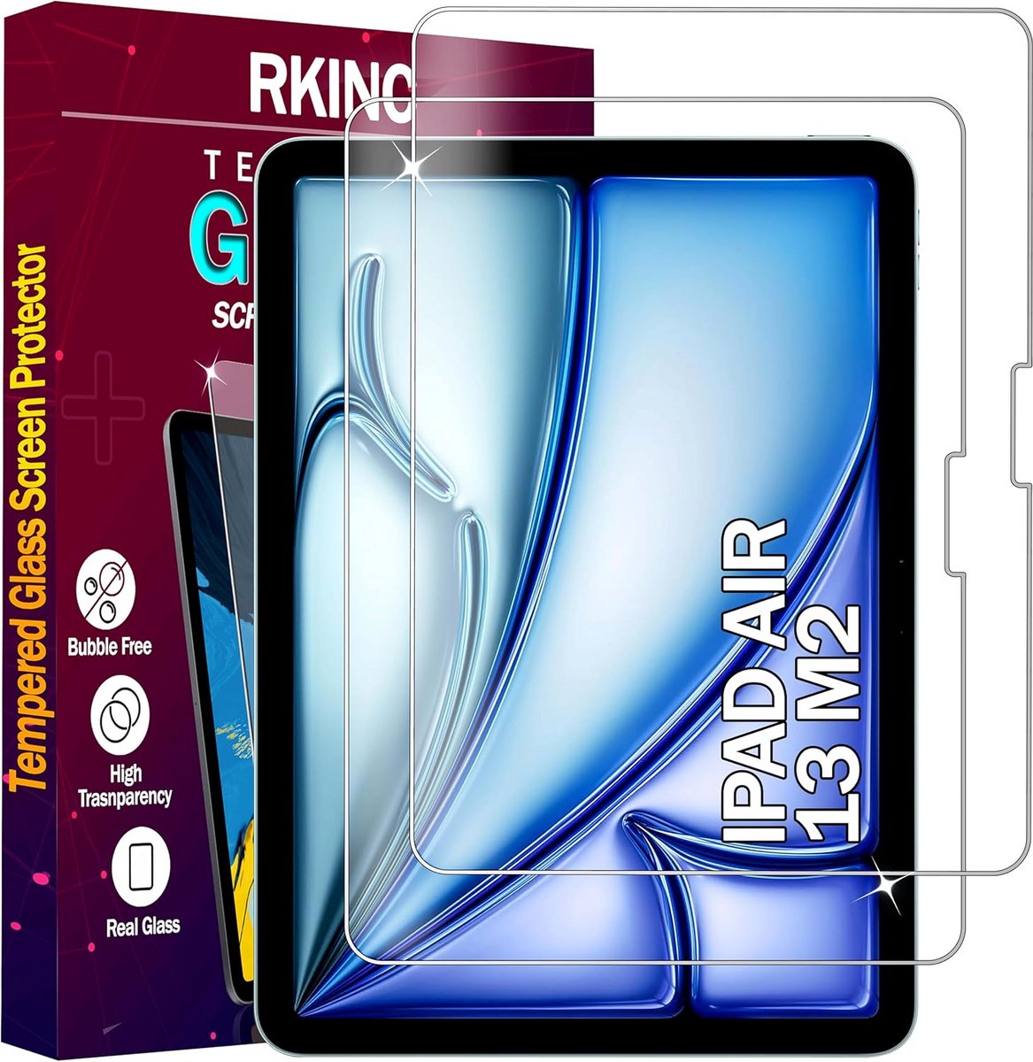 2 Stuks Panzerglas Displaybeschermer voor iPad Lucht 13 inch (M2) 2024 HD Krasbestendig