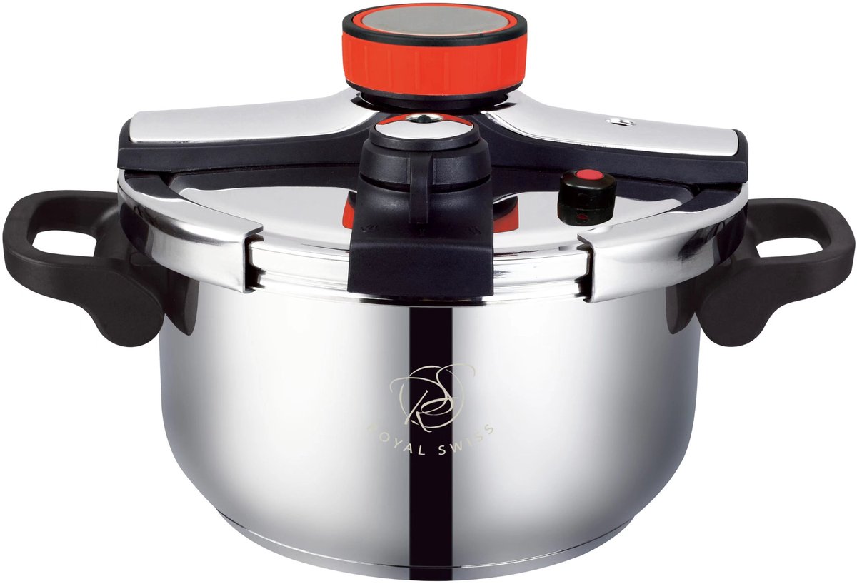 Royal Swiss® Snelkookpan – slowcooker – 4Liter – snelkookpan inductie – Pressure Cooker – stoommandje en Glazen Deksel – foto 2