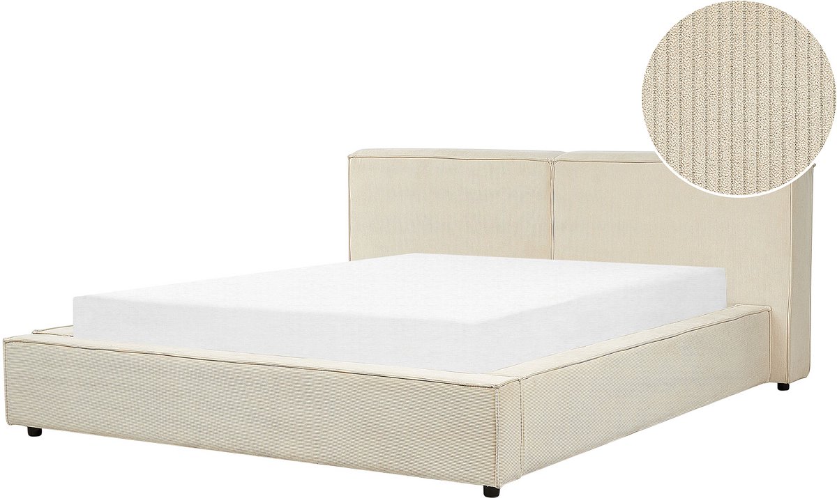 BELIANI LINARDS - Bed - Beige - 160 x 200 cm - Corduroy
