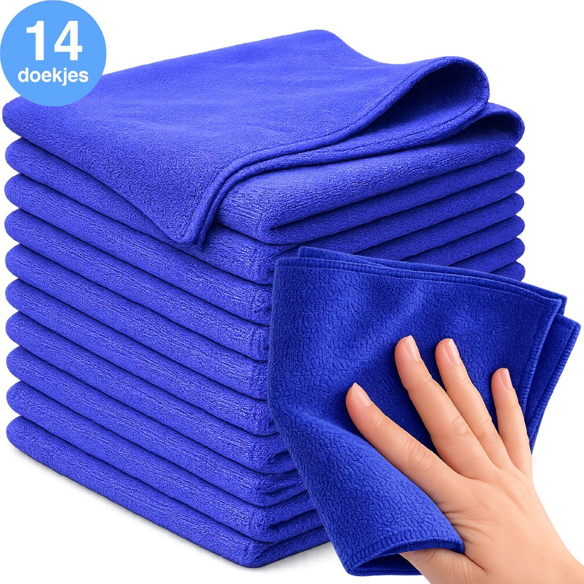 Microvezel vaatdoekjes - 14 stuks - 30x30cm - Geschikt voor raam en ruiten - Auto poetsen - Poetsdoek - Microfiber - Droogdoek schoonmaak - Reinigingsdoekjes - Raamdoeken - Blauw - LUFT