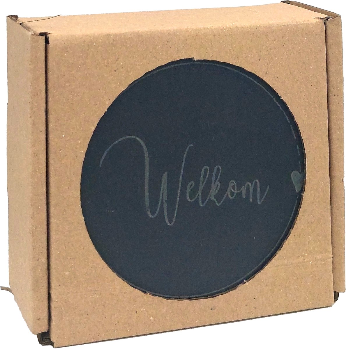 Coaster Rond (5 stuks) - Welkom - Met tekst gegraveerd - Natuursteen - Cadeau