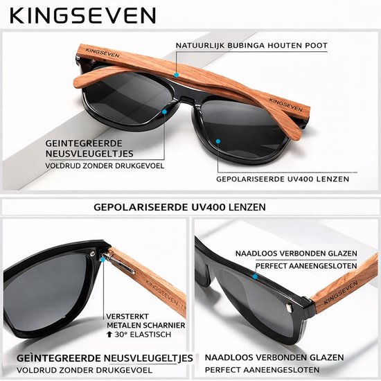 KingSeven - Green Oculos Bamboo UV400 en Polarisatie Filter