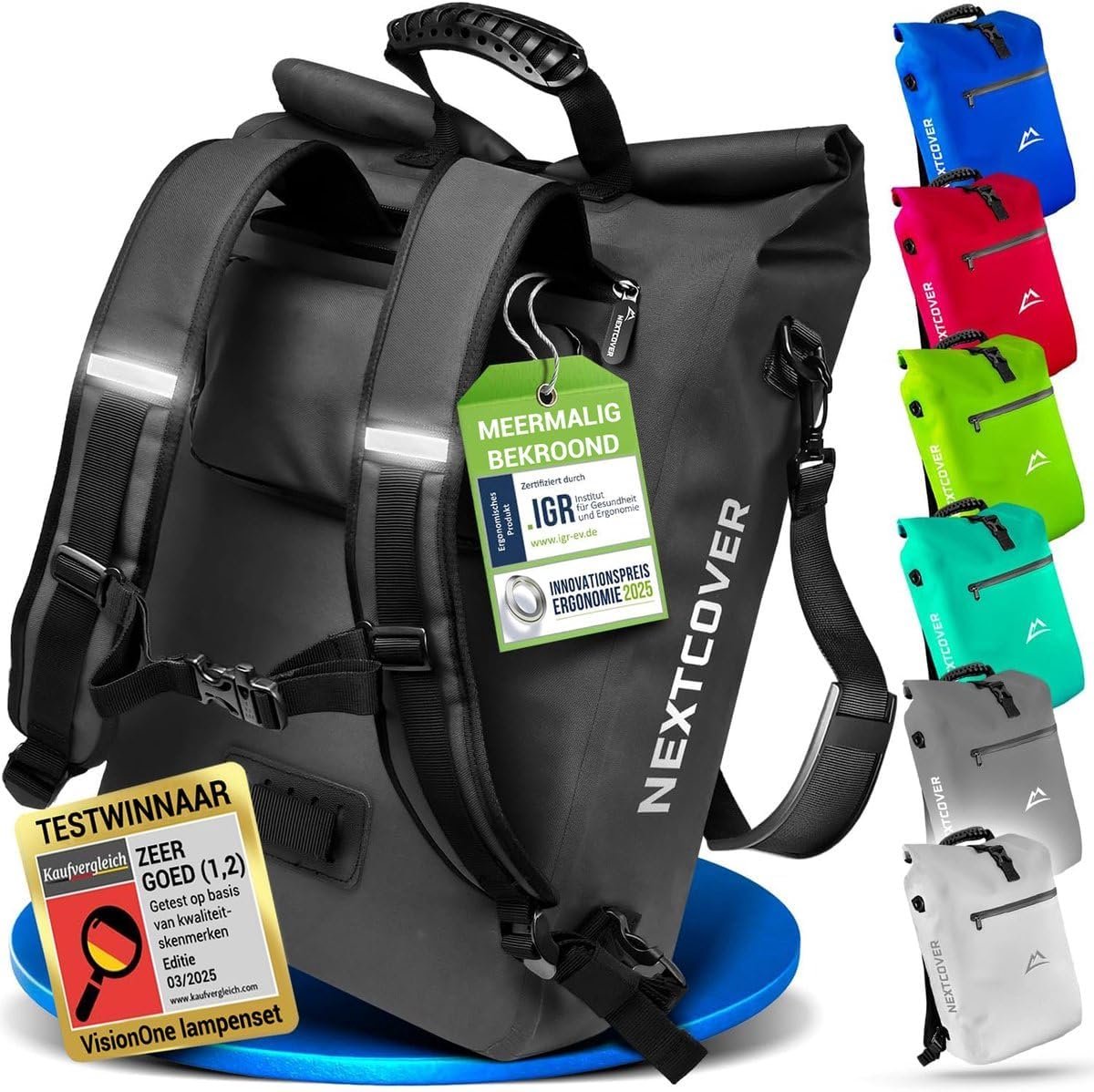 3-in-1 Fietstas Rugzak en Schoudertas 100% Waterdicht met Laptopvak - 25L