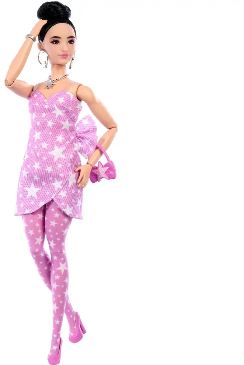 Barbie Deluxe Stijl - Roze Denim Croptop en Bruin Haar - Modepop — afbeelding 10