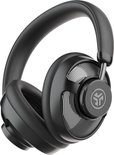 Zwarte JLab open-ear koptelefoon met mesh details, close-up.