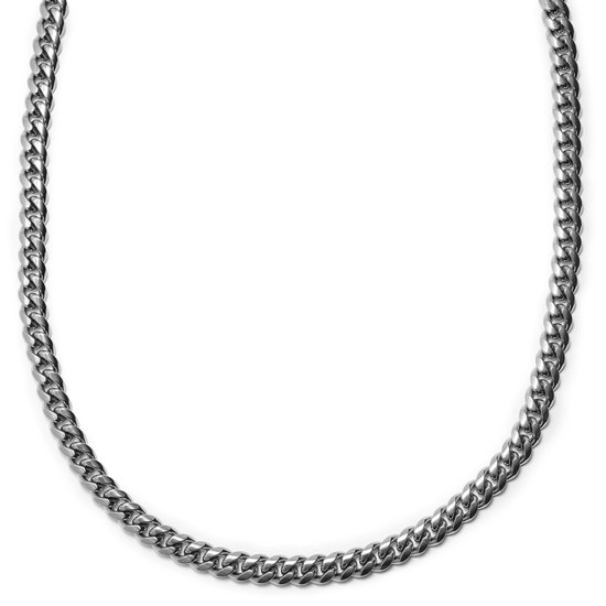 Zilverkleurige stalen schakelketting met een dikte van 12 mm.