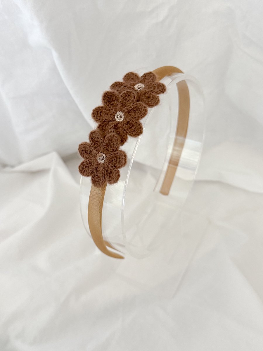 Diadeem Faye - Bruin - Haarbandje met Bloemen - Haarbanden voor Meisjes - Haaraccessoires voor Kinderen