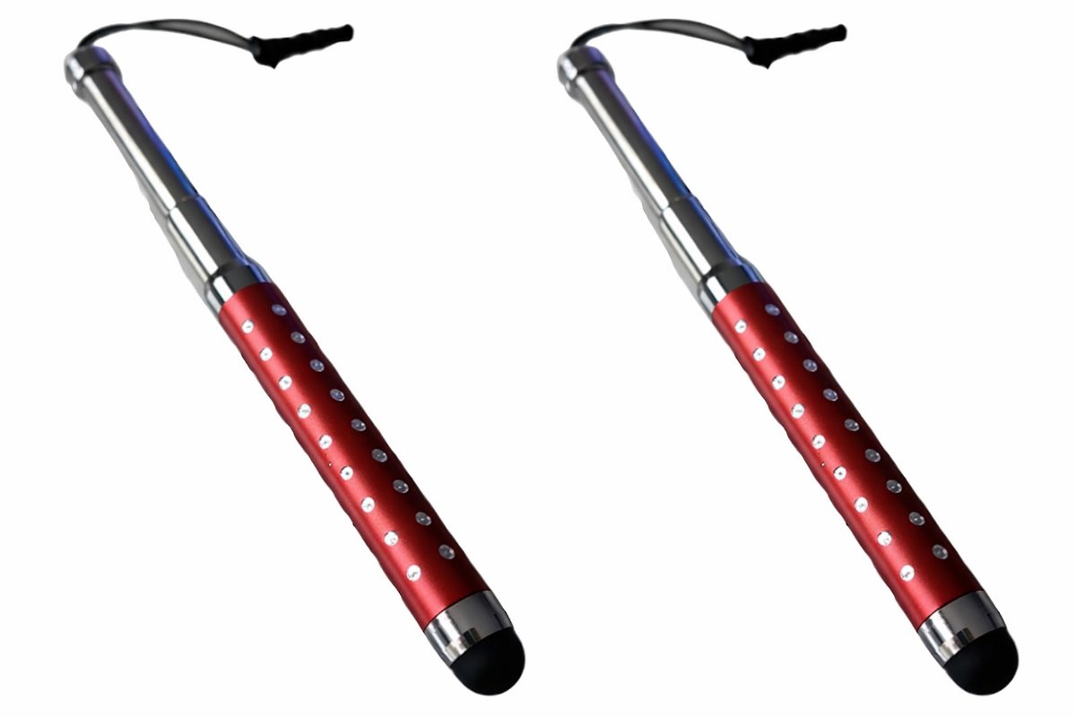 2 stuks Uitschuifbare Touch Pen / Touchstift / Universeel / Compacte Stylus Pen / Touchscreen Pen / Tablet & Telefoon Touch Stift - Rood
