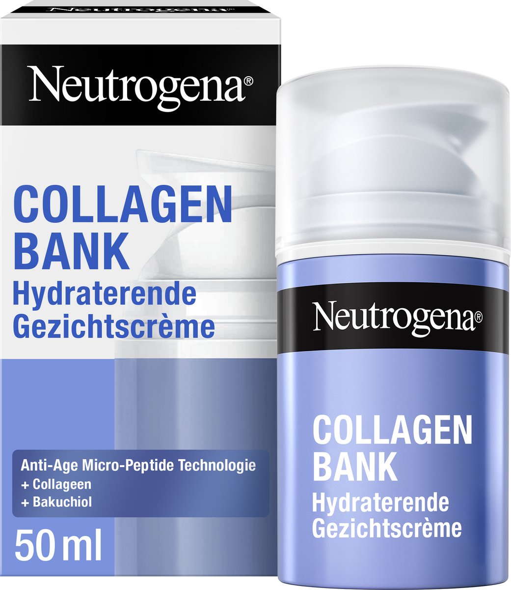 Neutrogena Collagen Bank Hydraterende Gezichtscrème met Micropeptidetechnologie, Collageen en Bakuchiol, Tegen Huidveroudering, 50 ml