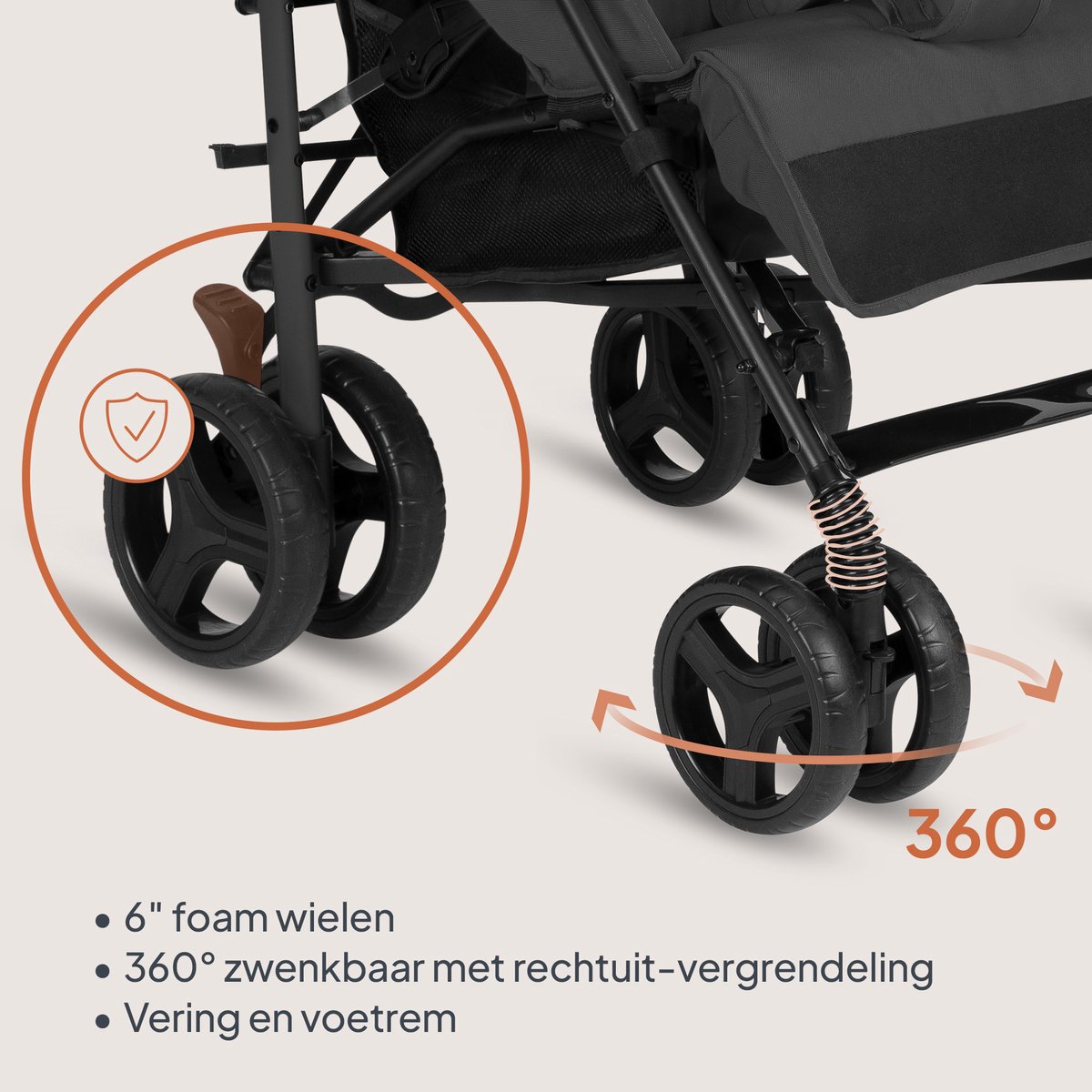 Lionelo Irma - Buggy - Wandelwagen- Lichte 7kg - tot 15 kg - Geveerde wielen - 360° - tot 5 jaar - Opbergmand - Verstelbare handgreep - Snel inklapsysteem - Compact formaat – foto 4