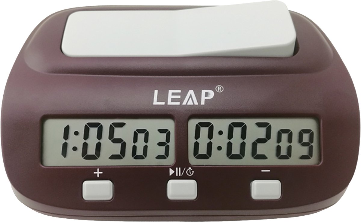 Digitale Schaakklok – Max 10 Uur – Op- & Afteltimer met Bonus/Vertraging – Compact Wedstrijdklok – Voor Schaken, Go & Chinees Schaak
