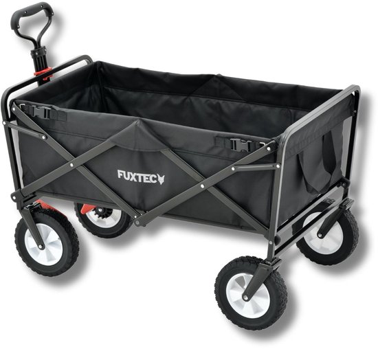 FUXTEC Bolderkar CT100 - Opvouwbare handkar met dak - Max. draagvermogen 75 kg - Verwijderbare zonwering - Stevig stalen frame - Ingebouwde achtermand - Geschikt voor kinderen van 3 tot 6 jaar — afbeelding 2
